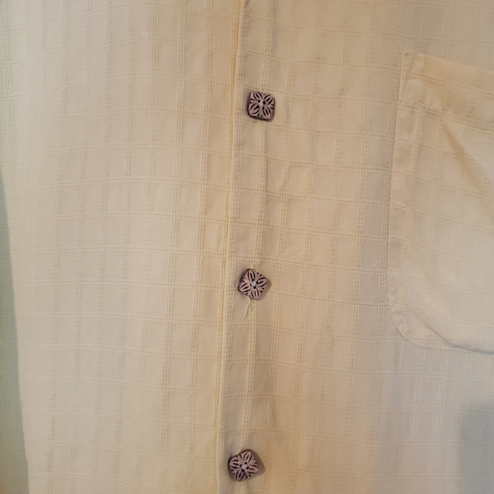 Tommy Bahama Yellow Islander Rider Button-down 100% Silk Large - Picture 4 of 5
